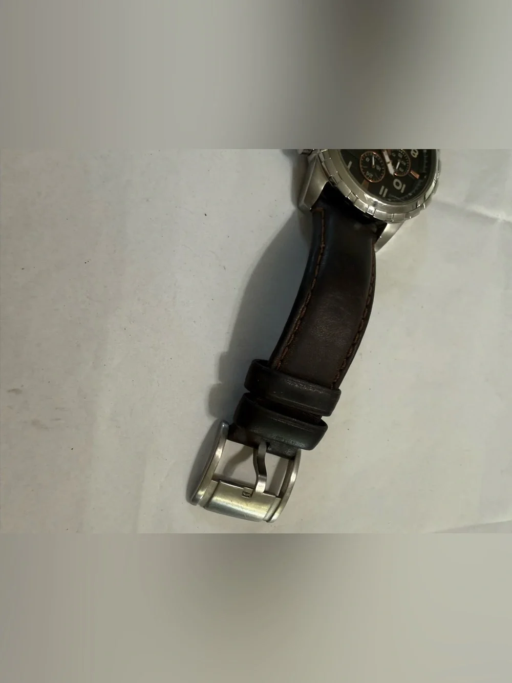Fossil FS4828 Dean Black Dial Dark Brown Leather Strap Chronograph Watch